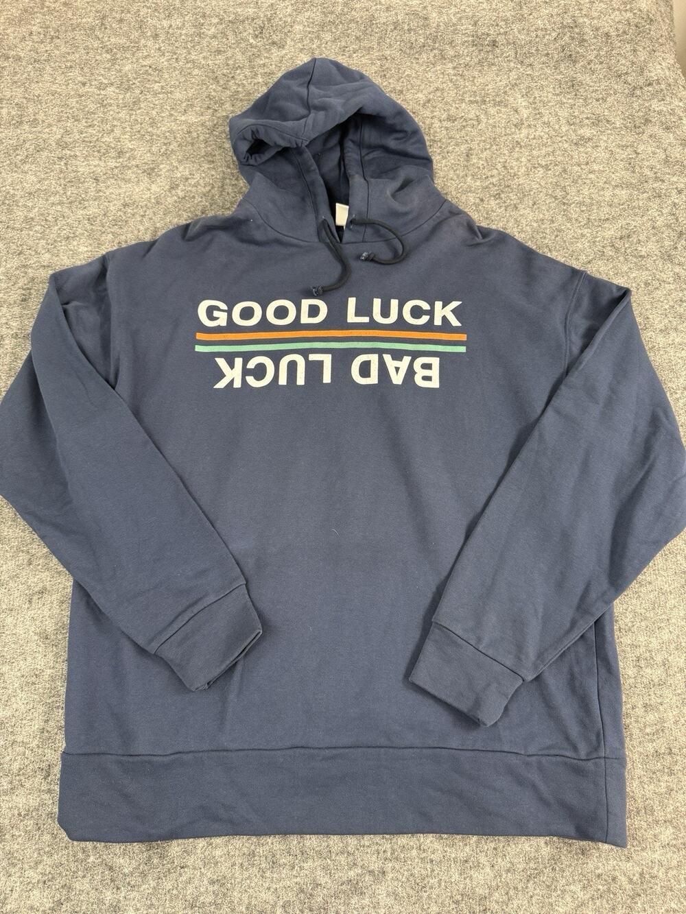 Won Hundred Hoodie Mens XL Women Good Luck Or Bad Luck Blue Sweatshirt N184
